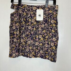Elodie Womens Floral Skirt Size Large Mini Side‎ Cut Out Side Zip